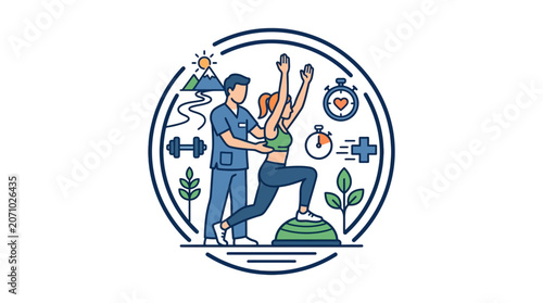 Physical Therapy and Rehabilitation Concept Illustration
