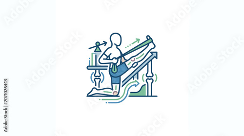 Physical Therapy Exercise with Resistance Band Vector Illustration