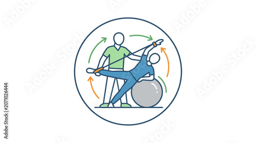 Physical Therapy Exercise with Ball and Resistance Band