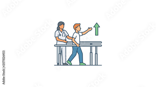 Physical Therapy Patient Walking with Therapist