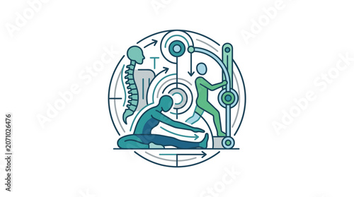 Physical Therapy Rehabilitation and Spine Care Concept Illustration
