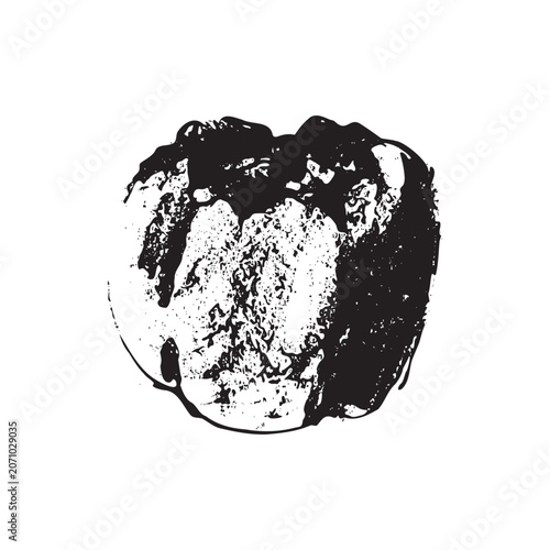 Hand drawn persimmon fruit vector illustration. Black and white botanical artwork with textured engraving style. Isolated fruit element for packaging, labels, branding, patterns and food design.