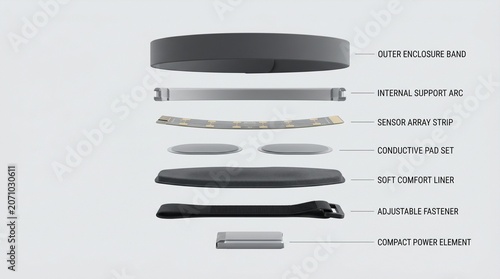 Orthographic Exploded Neuro Wearable Plate For Technical Catalog Use