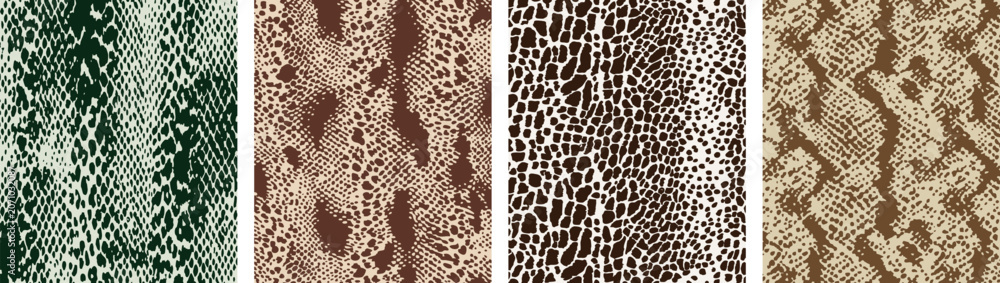 Foto Snake Skin Animal Print Texture Set with Python Scale Backgrounds in Neutral Ear