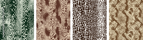 Bild auf Leinwand Snake Skin Animal Print Texture Set with Python Scale Backgrounds in Neutral Ear