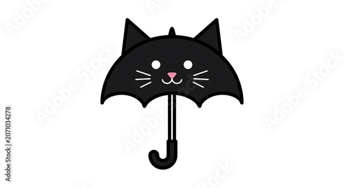 Cute black cat shaped umbrella vector illustration