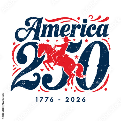 America 250th Anniversary Patriotic Cowboy design