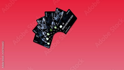 Animated Credit Card Loop on Red Background – 3D Payment Concept 4K