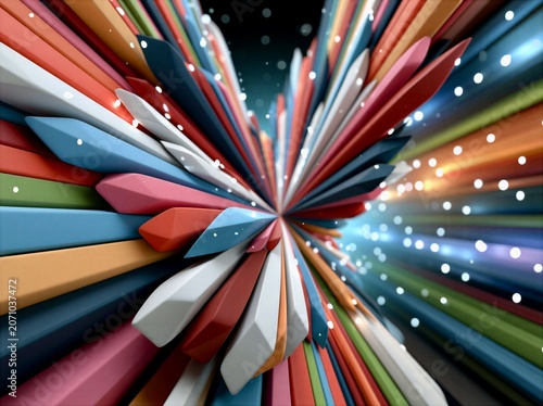 Colorful 3D Radial Burst Abstract Background