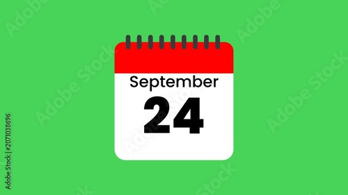 Animated Calendar Flipping to September 24, World Maritime Day Event Reminder
