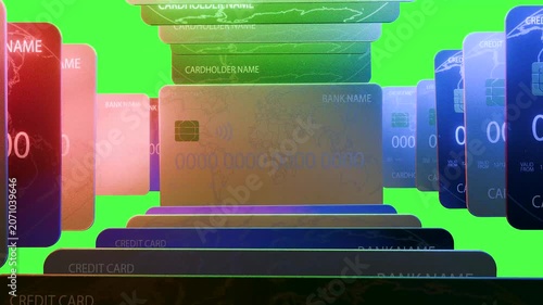 Animated Credit Cards on Green Background – 3D Banking Animation 4K