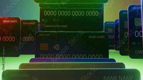 Animated Credit Cards on Multicolor Background – 3D Finance Animation 4K