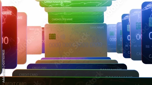 Animated Credit Cards on White Background – 3D Finance Animation 4K