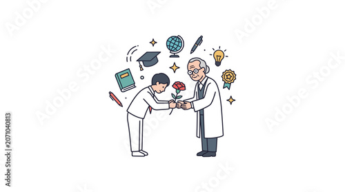 Student Giving Flower to Professor Teacher Appreciation