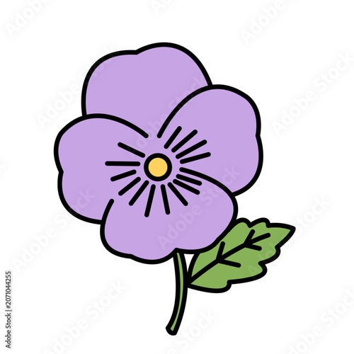 Hand drawn purple pansy flower icon doodle vector viola garden element