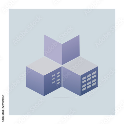 Isometric 3D Cubes with Open Book and Grid Pattern