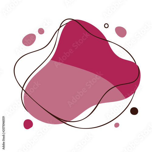 Abstract fluid shape with organic lines and dots