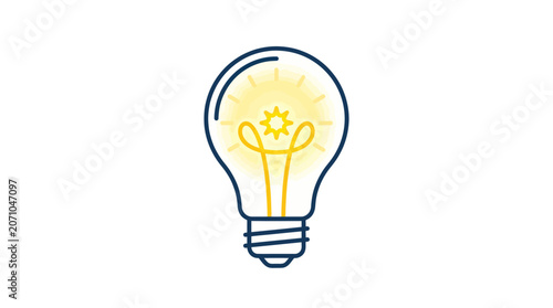 Schilderij op canvas Illuminated Light Bulb Icon Symbolizing Bright Idea, Innovation, and Creativity