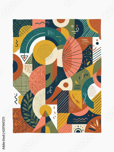 Abstract Geometric Shapes and Patterns in Earthy Tones