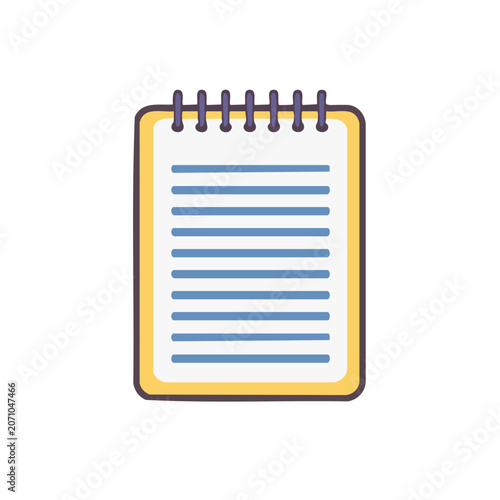 Flat vector illustration of a spiral-bound notepad