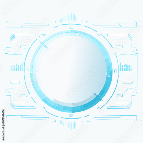 Futuristic HUD Interface with Circular Display and Data Visualizations