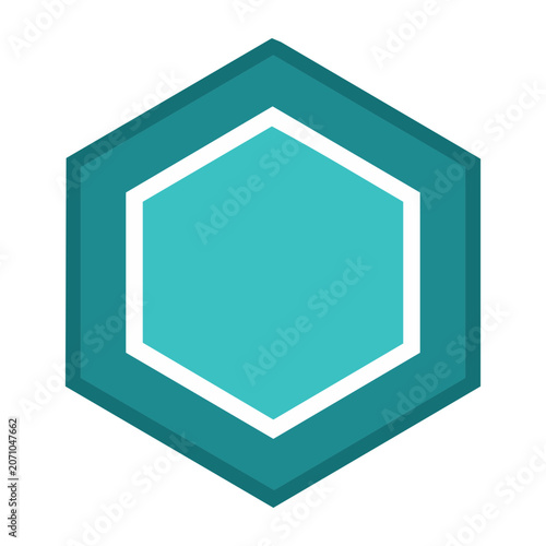 Teal and white geometric hexagon icon
