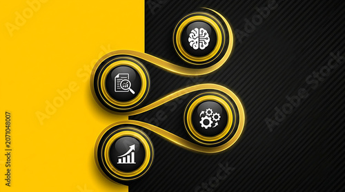 Artificial Intelligence Business Growth and Data Analytics Infographic with Automation Workflow and Digital Transformation Concept