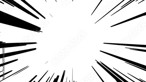 Anime comic speed lines. Radial speed lines on black. Light speed velocity lines. Flash action, manga style comic background. Radial motion speed lines Manga comics.4k.