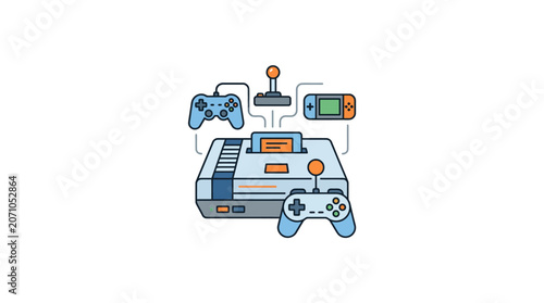 Retro Gaming Console and Accessories Icon Set
