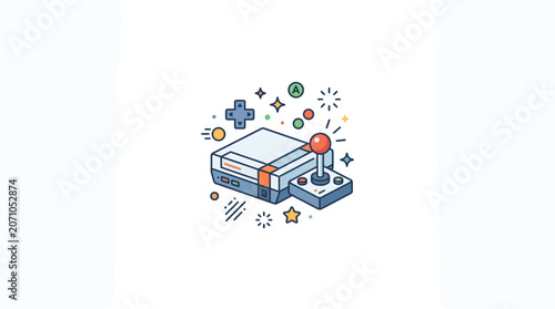 Retro Gaming Console Illustration with Joystick