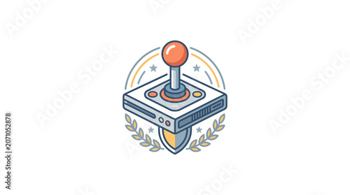 Retro Gaming Joystick Emblem Icon