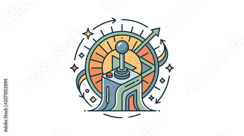 Retro Joystick Gaming Icon Vector Illustration