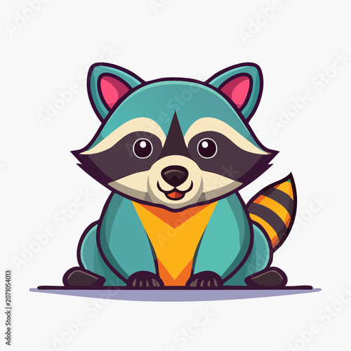 Cute Cartoon Raccoon Character