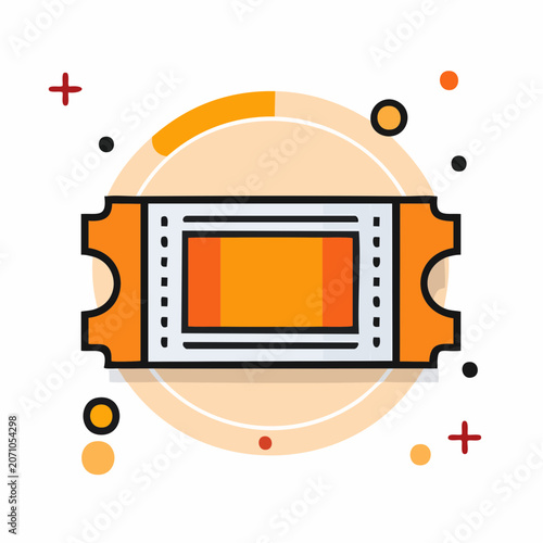 Orange Ticket Icon with Circles and Plus Signs