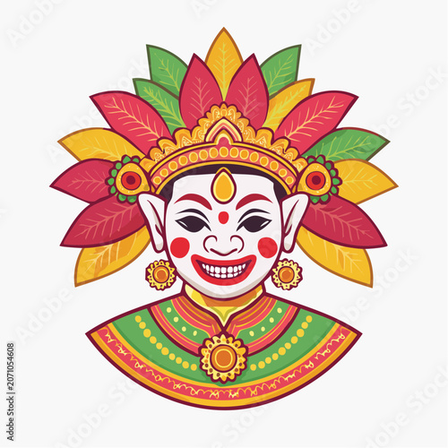 Traditional mask with colorful headdress and costume