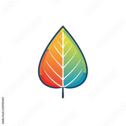 Rainbow gradient maple leaf vector illustration