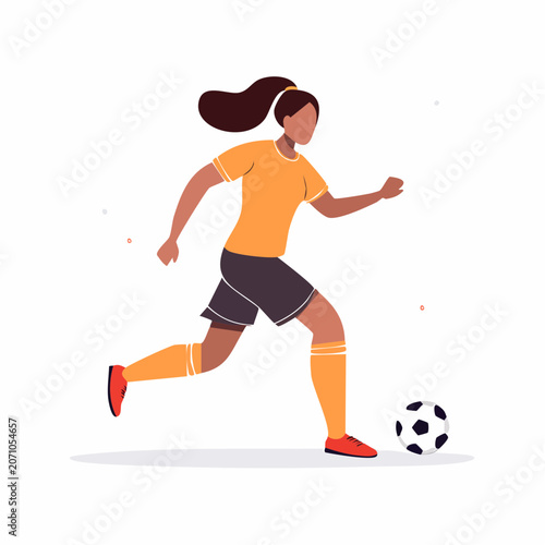 Woman playing soccer in flat design style