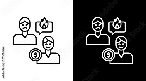 Cuadro en lienzo Jealousy Outline White Icon Set Design