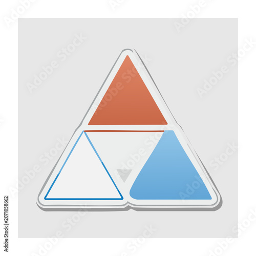 Flat design triangle icon with arrow and divided sections