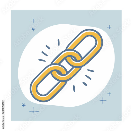 Flat illustration of a yellow and orange chain link