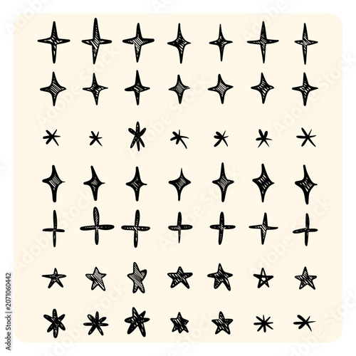 Hand Drawn Sparkling Stars and Twinkle Sparkles Collection