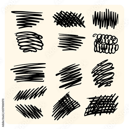 Abstract Hand Drawn Scribble and Scrawl Lines Doodle Set