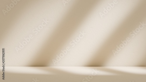 Slika na platnu Minimalist beige studio background with natural window shadow overlay for produc