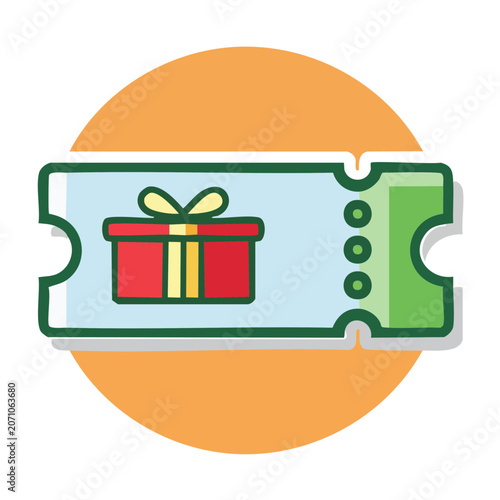 Gift Ticket Icon with Red Gift Box and Yellow Ribbon