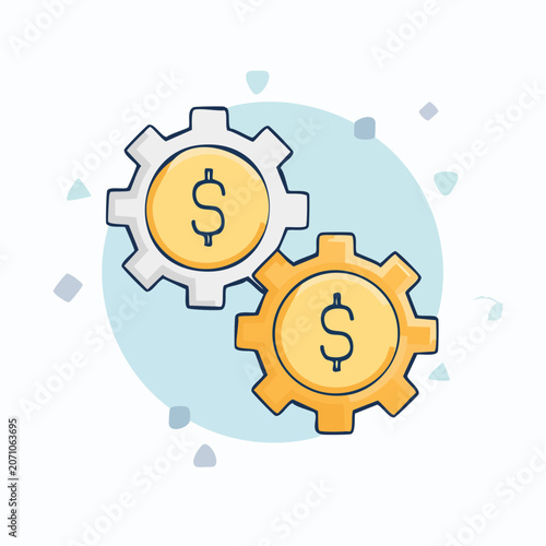 Gears with Dollar Signs Symbolizing Finance and Business