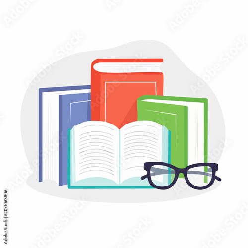 Stack of Books and Reading Glasses