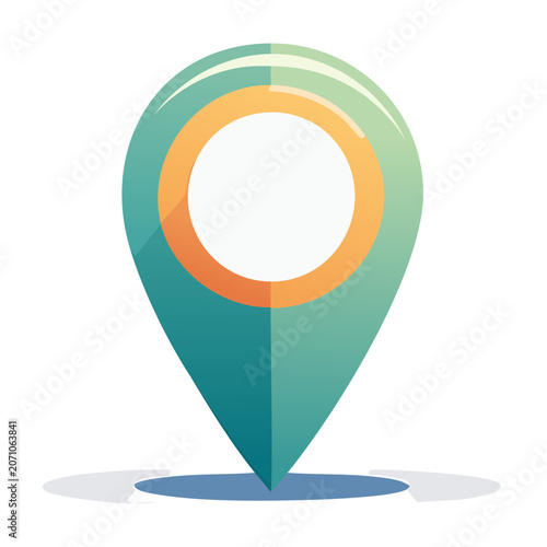 Teal and orange location pin icon with white circle