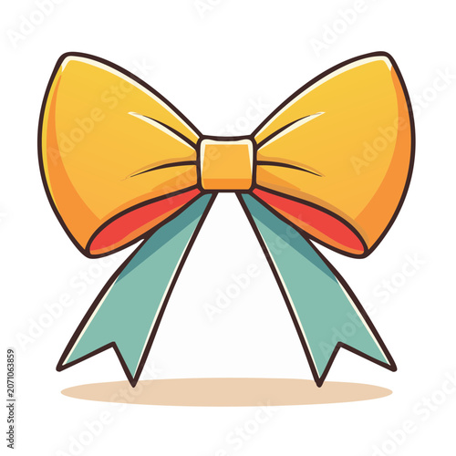 Yellow and blue cartoon bow illustration
