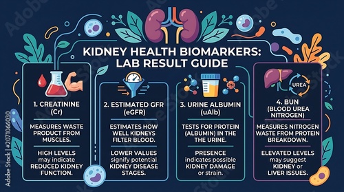 Infographic guide to kidney health biomarkers and lab results