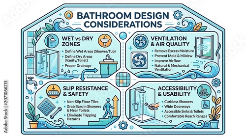 Bathroom design considerations for safety accessibility and layout
